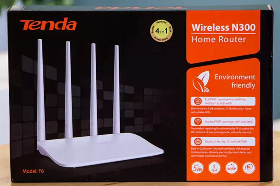 Tenda F6 N300 Mbps Ethernet Single-Band Wi-Fi Router