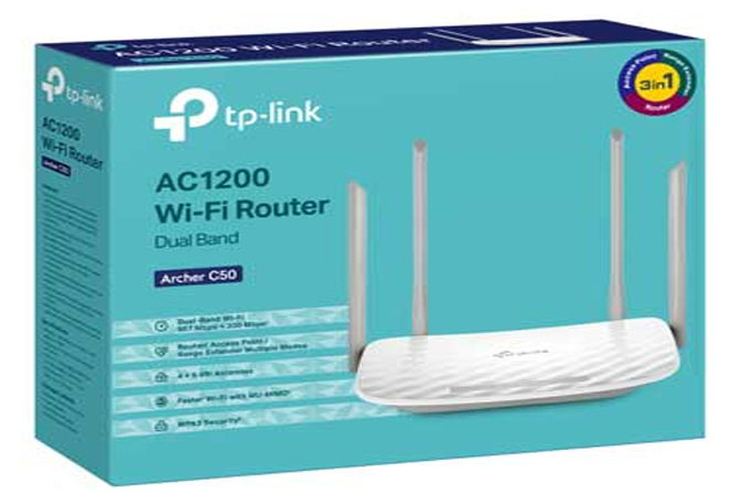 TP-Link Archer C50 AC1200 Mbps Ethernet Dual-Band Black Wi-Fi Router