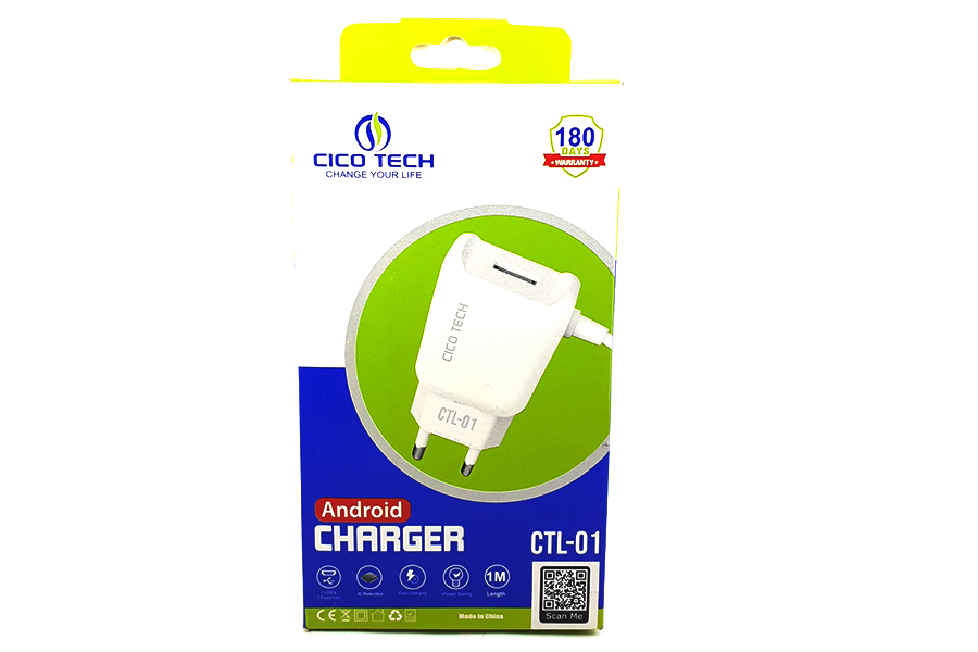 Mobile charger CICO Tech Android charger, CTL-01, with USB port & micro USB pin, Type - B