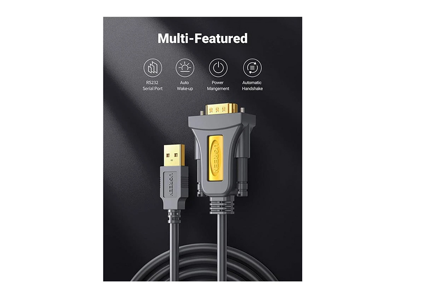 Ugreen CR104 (20211) USB Male to Serial Male 1.5 Meter Gray Cable